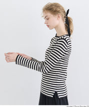 Angora touch boat neck rib knit