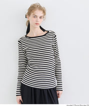 Angora touch boat neck rib knit
