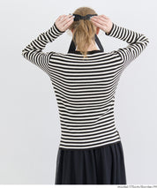 Angora touch boat neck rib knit