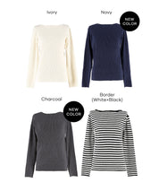 Angora touch boat neck rib knit