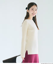 Angora touch boat neck rib knit