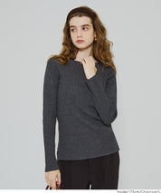 Angora touch boat neck rib knit