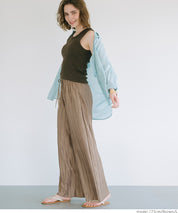 "Selected" Japanese wide-leg casual pants with fine shimmering water ripples
