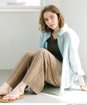 "Selected" Japanese wide-leg casual pants with fine shimmering water ripples