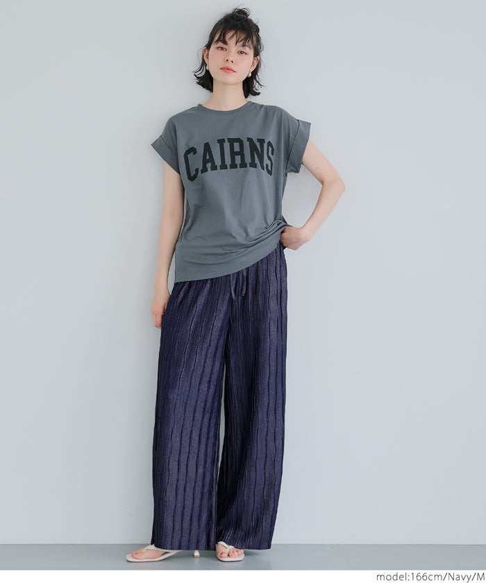 "Selected" Japanese wide-leg casual pants with fine shimmering water ripples