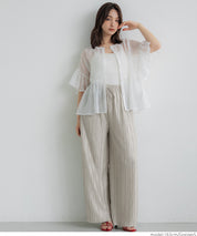 "Selected" Japanese wide-leg casual pants with fine shimmering water ripples