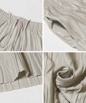 "Selected" Japanese wide-leg casual pants with fine shimmering water ripples