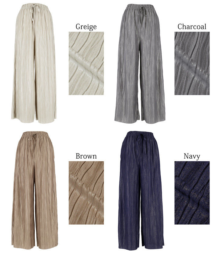 "Selected" Japanese wide-leg casual pants with fine shimmering water ripples