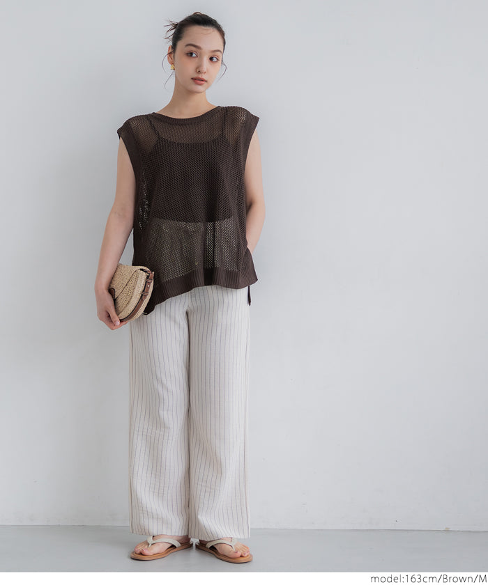 Classic Hole Sheer Sleeveless Tank Top