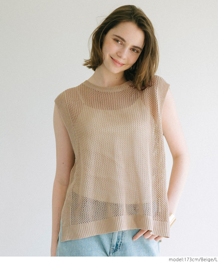 Classic Hole Sheer Sleeveless Tank Top