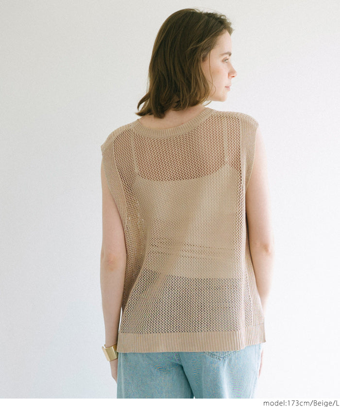 Classic Hole Sheer Sleeveless Tank Top