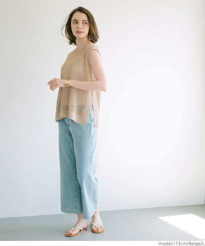 Classic Hole Sheer Sleeveless Tank Top