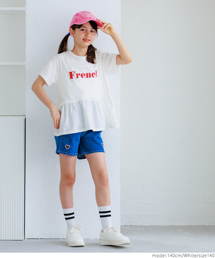 Children's lotus leaf patchwork short-sleeved top