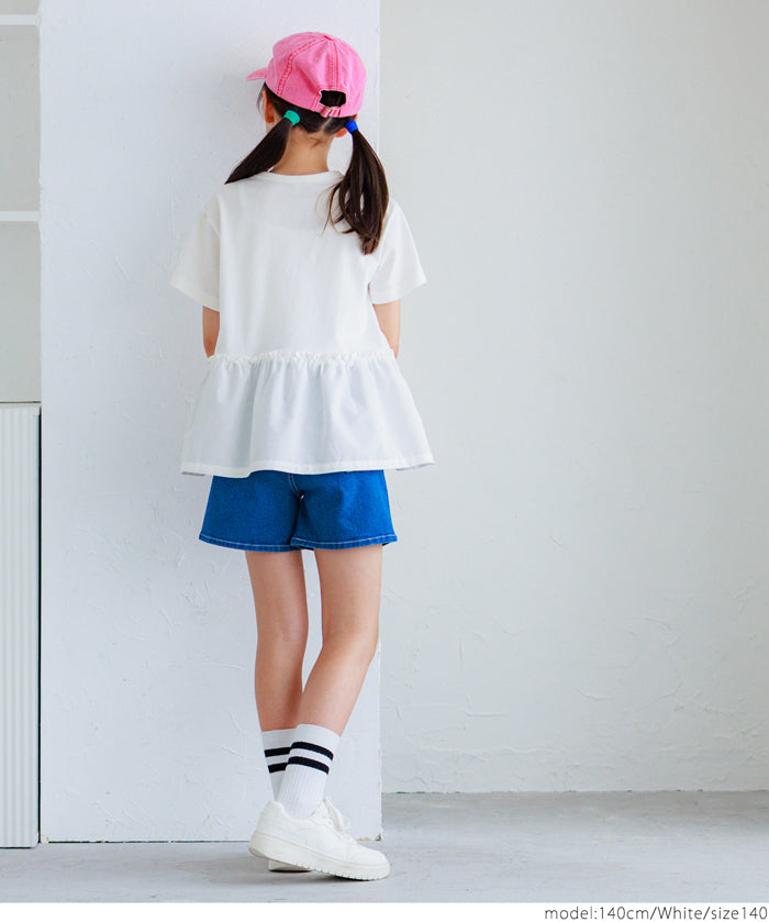 Children's lotus leaf patchwork short-sleeved top