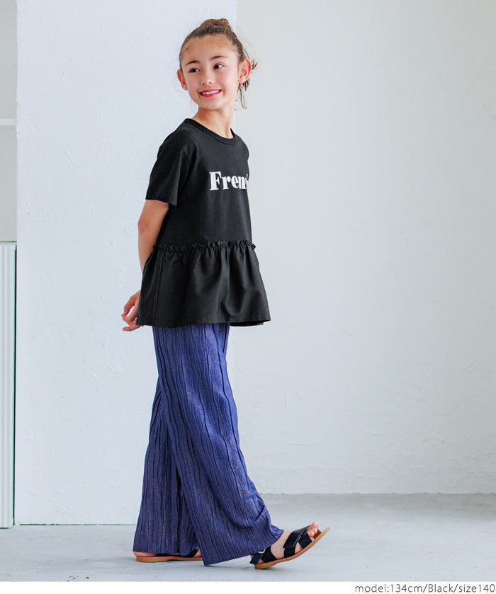 Children's lotus leaf patchwork short-sleeved top