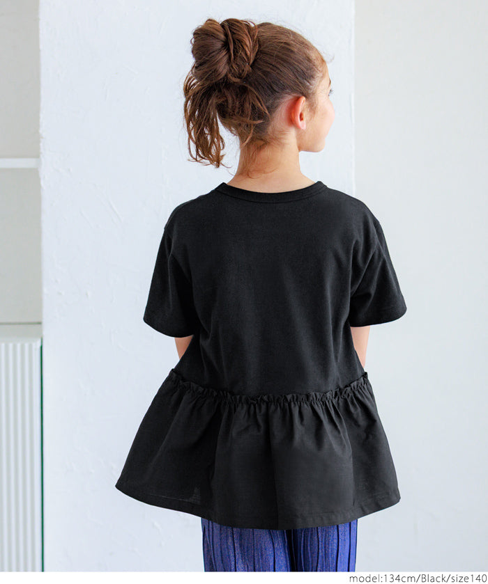 Children's lotus leaf patchwork short-sleeved top