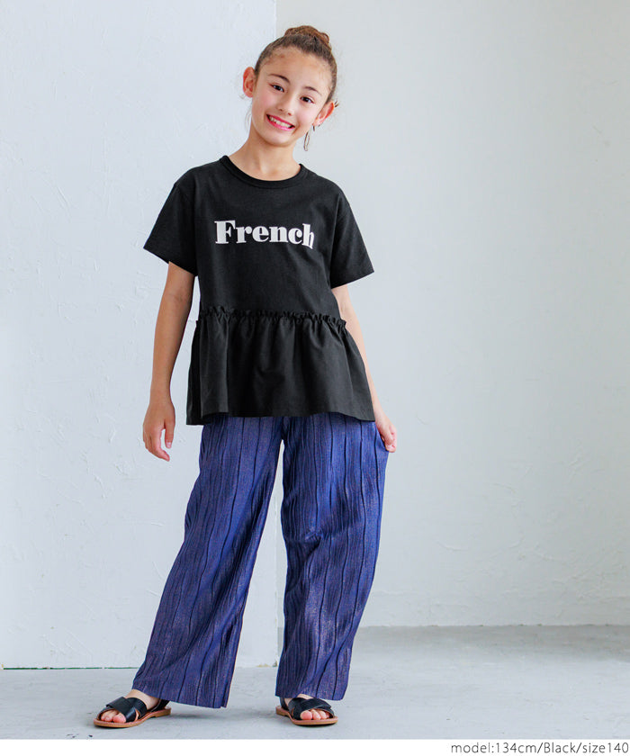 Children's lotus leaf patchwork short-sleeved top