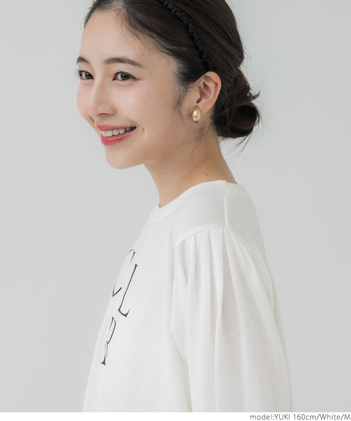 Puff sleeve logo T-shirt