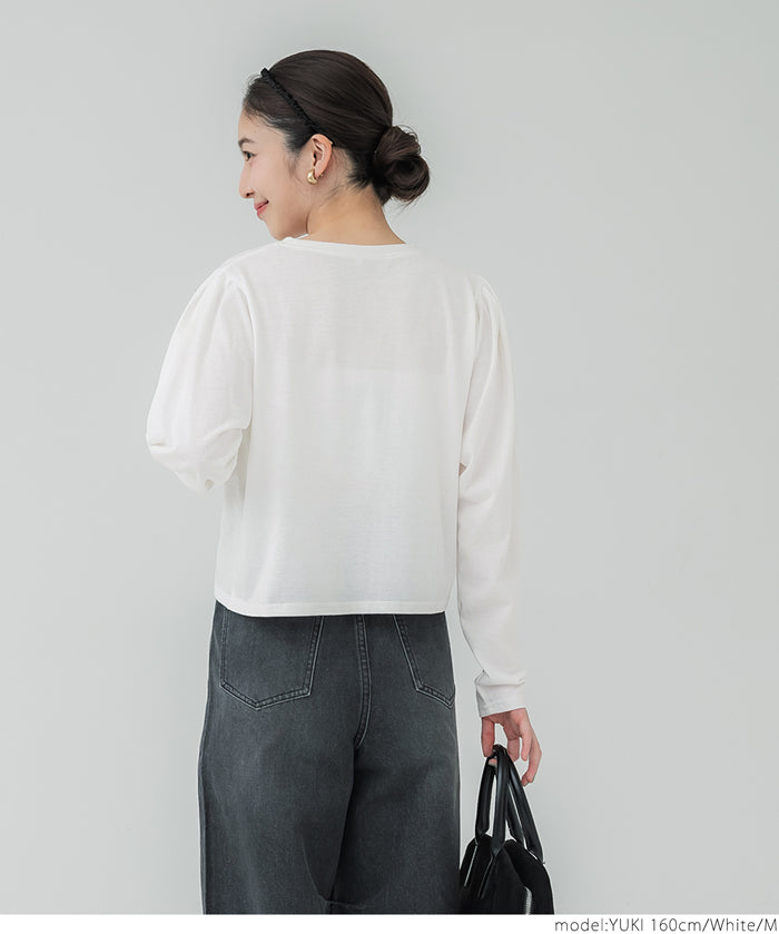 Puff sleeve logo T-shirt