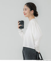 Puff sleeve logo T-shirt