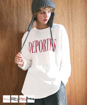 Tail cut assorted print cotton long sleeve T-shirt