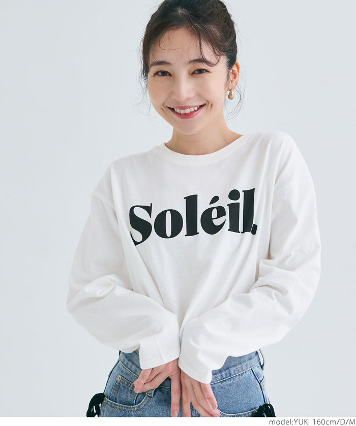 Tail cut assorted print cotton long sleeve T-shirt