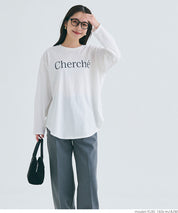 Tail cut assorted print cotton long sleeve T-shirt