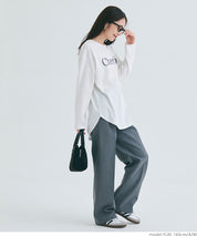 Tail cut assorted print cotton long sleeve T-shirt