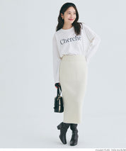 Tail cut assorted print cotton long sleeve T-shirt