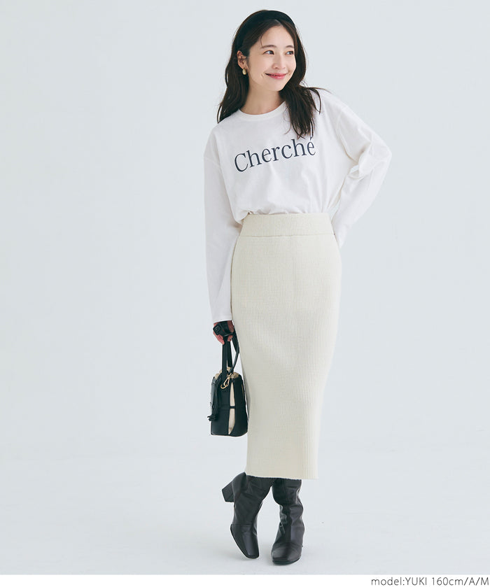 Tail cut assorted print cotton long sleeve T-shirt