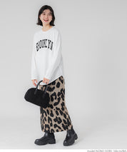 Tail cut assorted print cotton long sleeve T-shirt