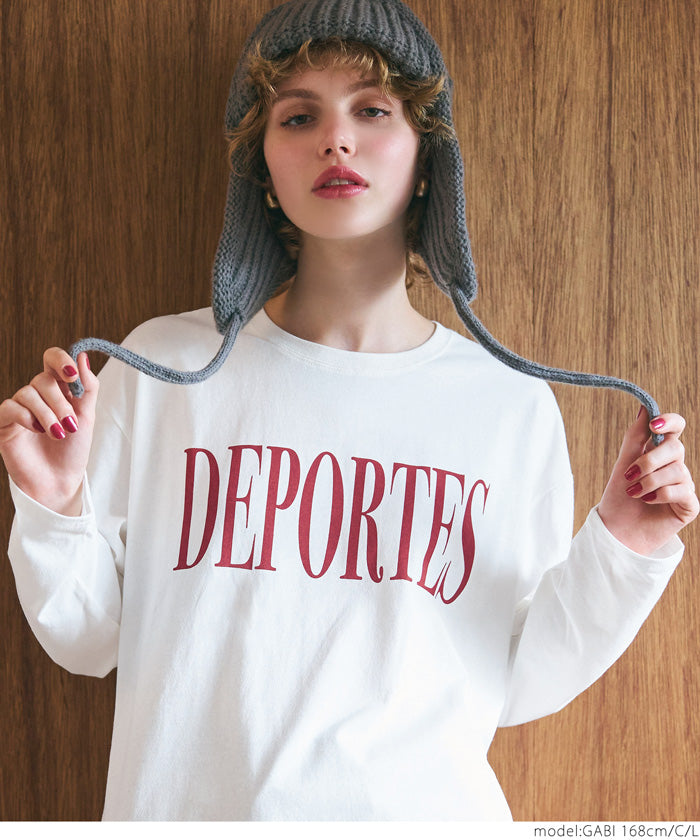 Tail cut assorted print cotton long sleeve T-shirt