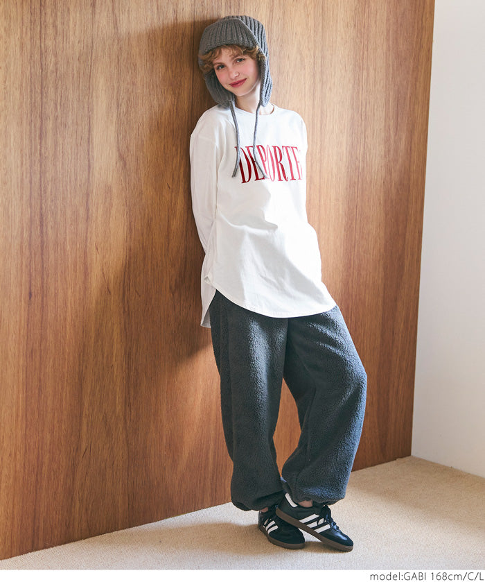 Tail cut assorted print cotton long sleeve T-shirt