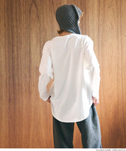 Tail cut assorted print cotton long sleeve T-shirt