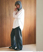 Tail cut assorted print cotton long sleeve T-shirt