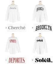 Tail cut assorted print cotton long sleeve T-shirt