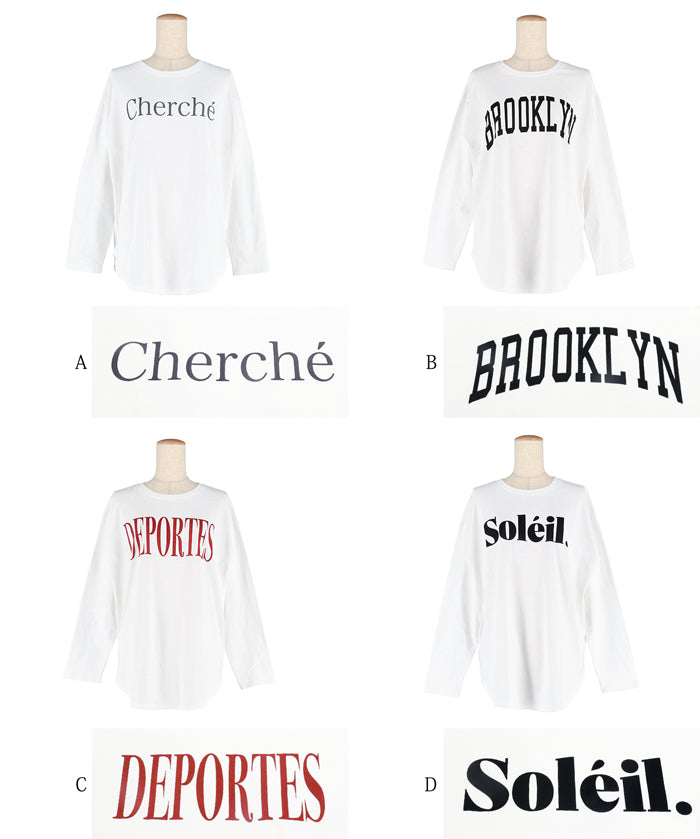 Tail cut assorted print cotton long sleeve T-shirt