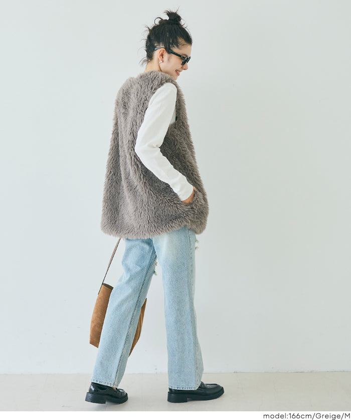 Japanese style luxurious fur vest