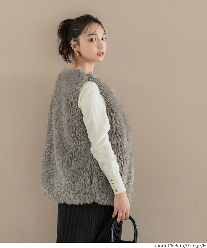 Japanese style luxurious fur vest