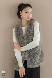 Japanese style luxurious fur vest