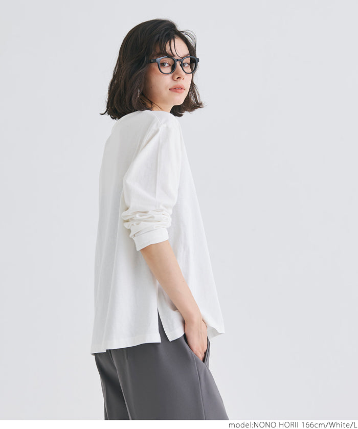 Side slit layered cotton T-shirt
