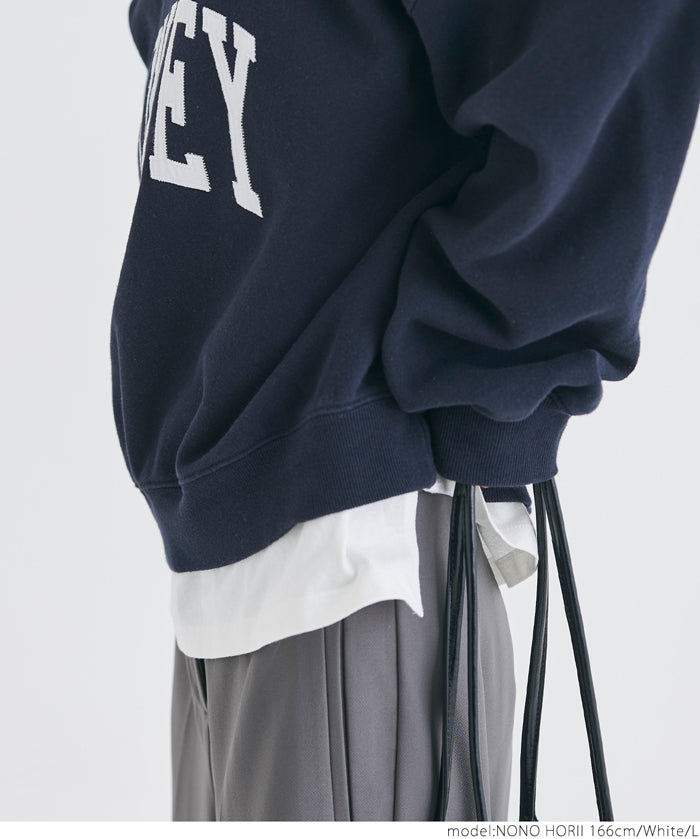 Side slit layered cotton T-shirt