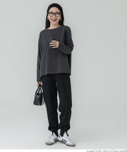 Side slit layered cotton T-shirt