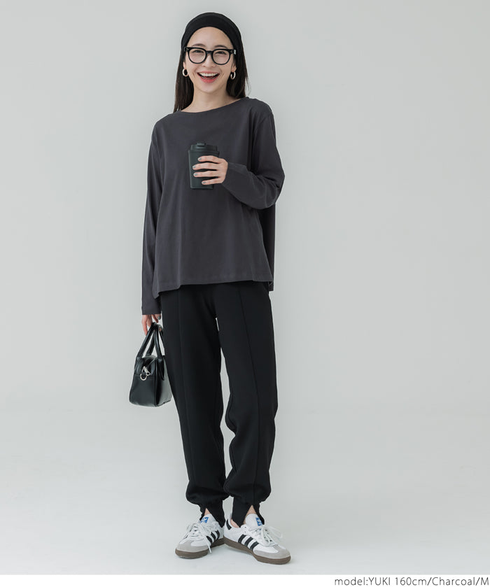 Side slit layered cotton T-shirt