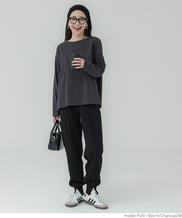 Side slit layered cotton T-shirt