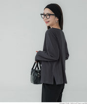 Side slit layered cotton T-shirt