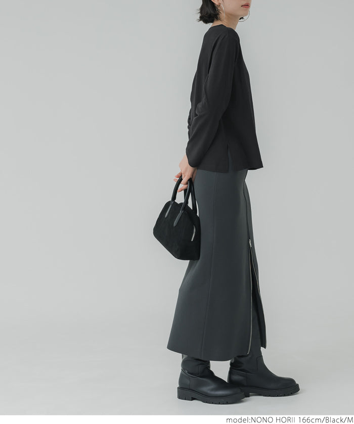 Side slit layered cotton T-shirt