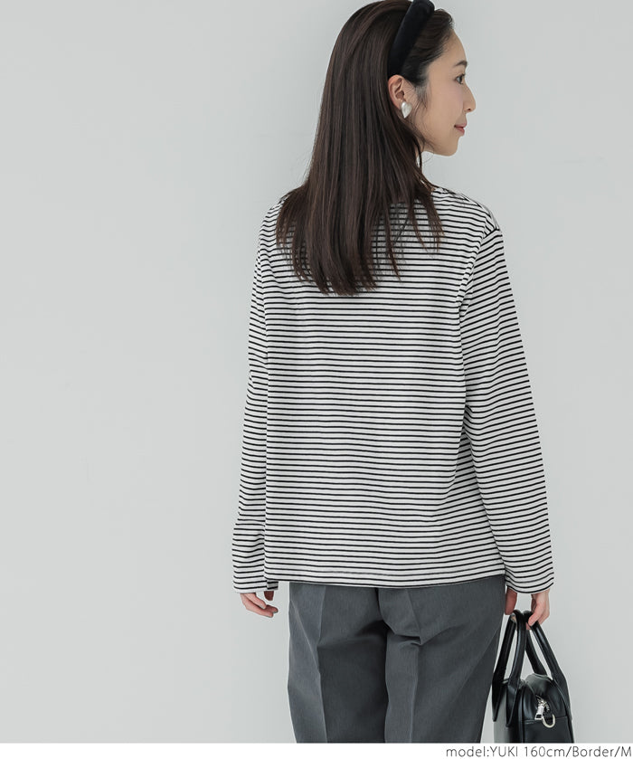 Side slit layered cotton T-shirt