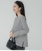 Side slit layered cotton T-shirt