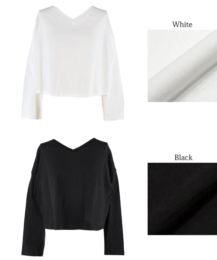 V-neck cropped T-shirt